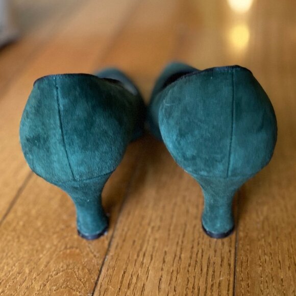 Jasmin Hunter Green Suede Pumps - Size 8 B - Picture 2 of 7